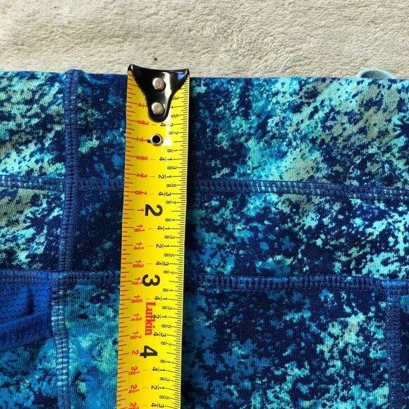 Athleta Blue Splatter Be Free Knicker Cropped Stretch Athletic Legging - Picture 11 of 13